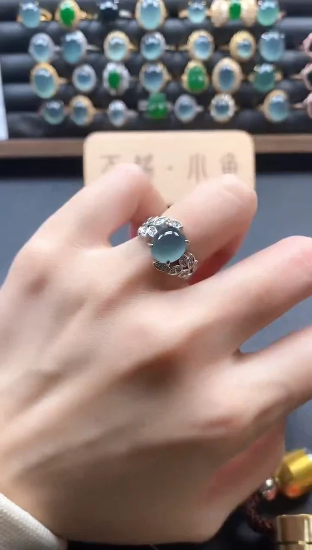 银S925镶嵌戒指翡翠51511