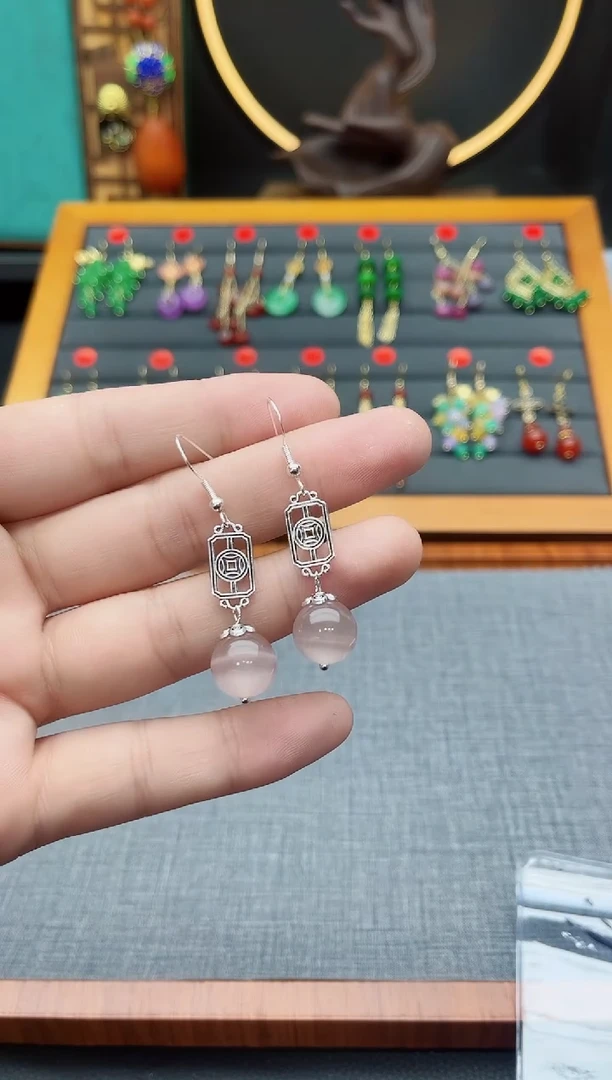 【闪购商品】玛瑙/玉髓耳钉银S925镶嵌516000