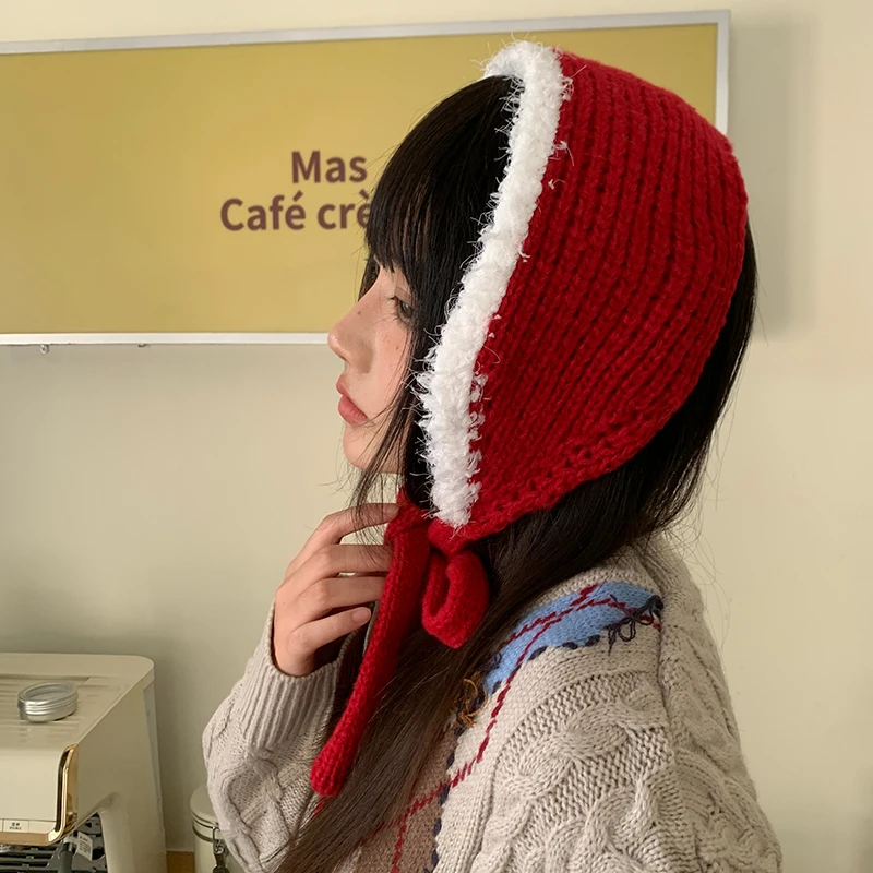绑带针织毛线耳罩女款秋冬季甜美百搭头巾防寒护耳保暖耳暖耳捂子