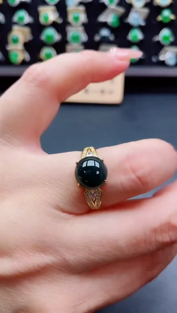 银S925镶嵌戒指翡翠212