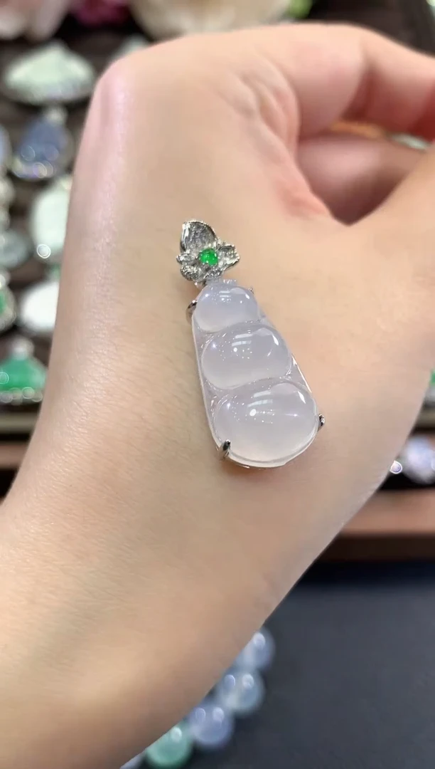 吊坠(不含链)18K金镶嵌翡翠b38