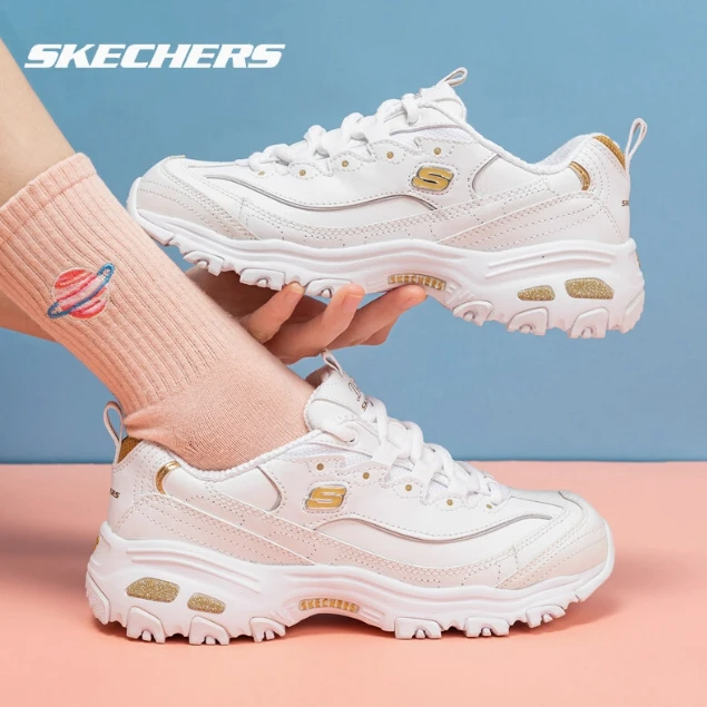 【惍豆豆秋冬款】斯凯奇秋冬女款经典小白鞋老爹鞋透气舒适运动鞋