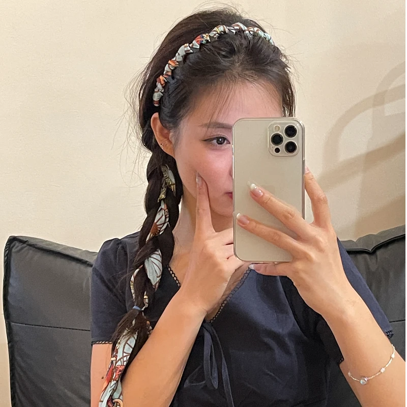 元气满满韩系ins甜美少女心发箍复古带齿梳飘带百搭发饰头饰甜妹