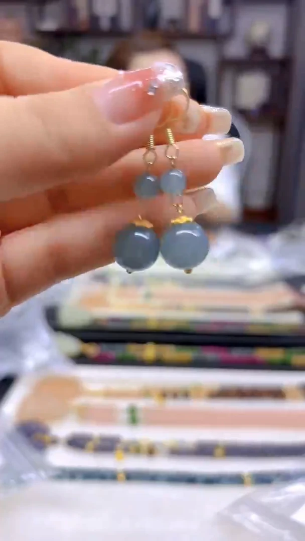 翡翠14K金镶嵌耳饰DIY款E779