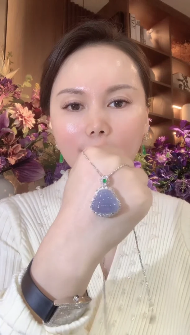 吊坠(不含链)18K金镶嵌翡翠C102 紫货有一定色差