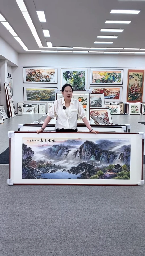 国画手绘国画 紫气东来 219*88