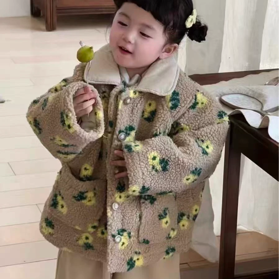 8298 韩版休闲舒适时尚男童女童冬季百搭舒适毛毛外套