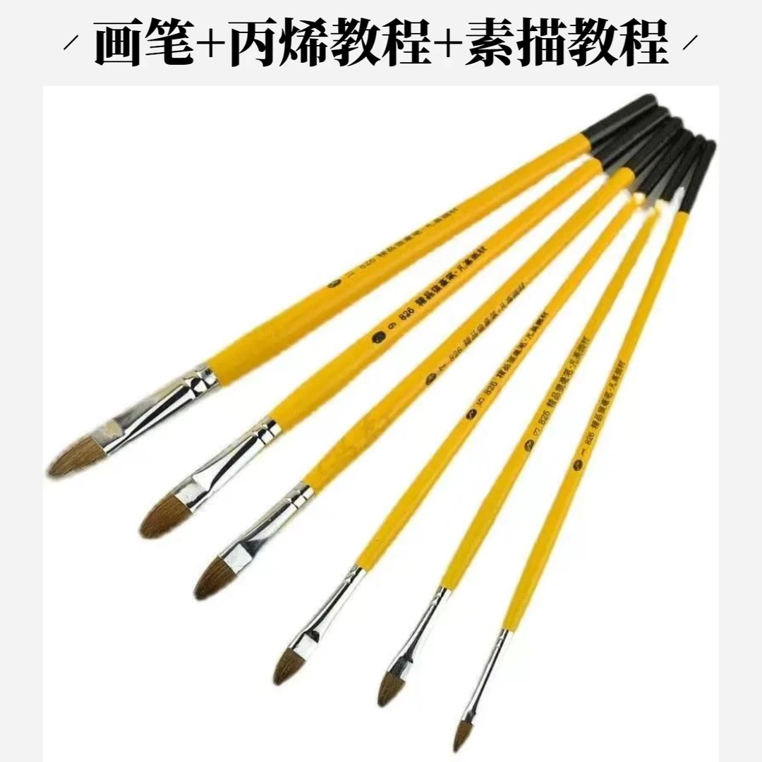 云熙精品 狼毫笔套装+丙烯+素描视频教程1200节+定期更新一直可学