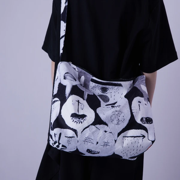 无则艺【宽肩带】艺术原创黑百相宽肩带大包时尚休闲小众潮流