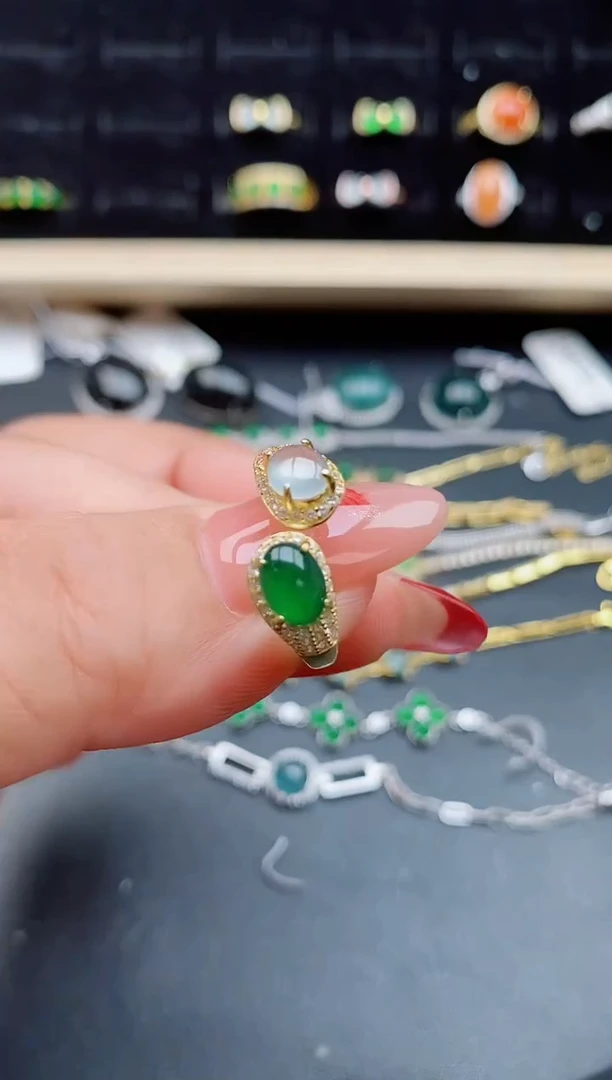 【闪购商品】翡翠戒指银S925镶嵌12121