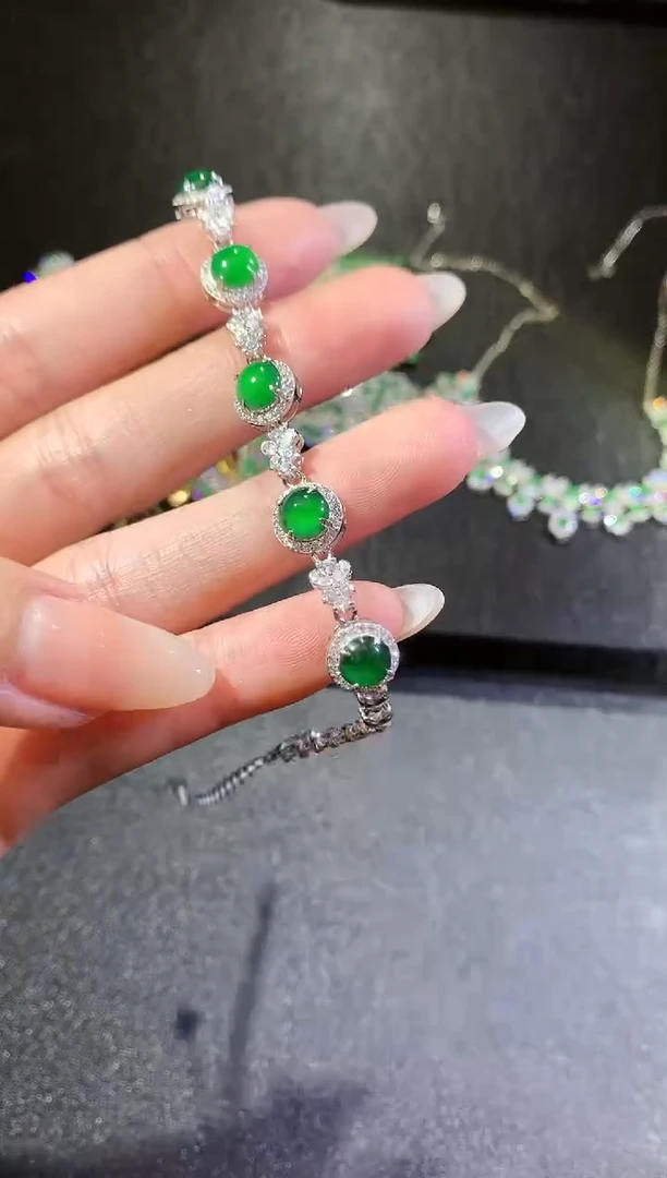 【闪购商品】翡翠手链银S925镶嵌257手链（多样性发货一件