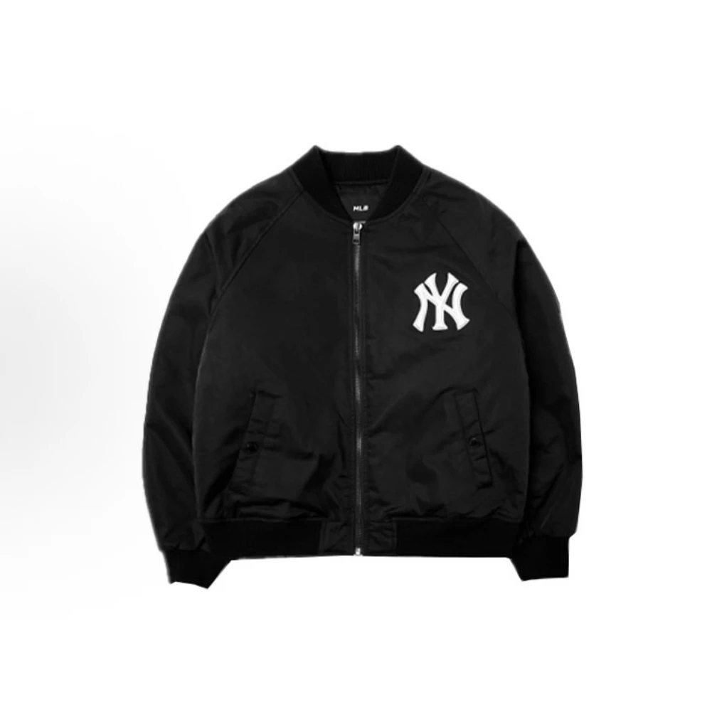 【潮流光头强03】MLB Logo印花长袖棒球服 男女同款 黑色