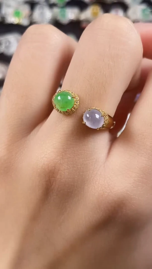 银S925镶嵌戒指翡翠 天然A货翡翠21