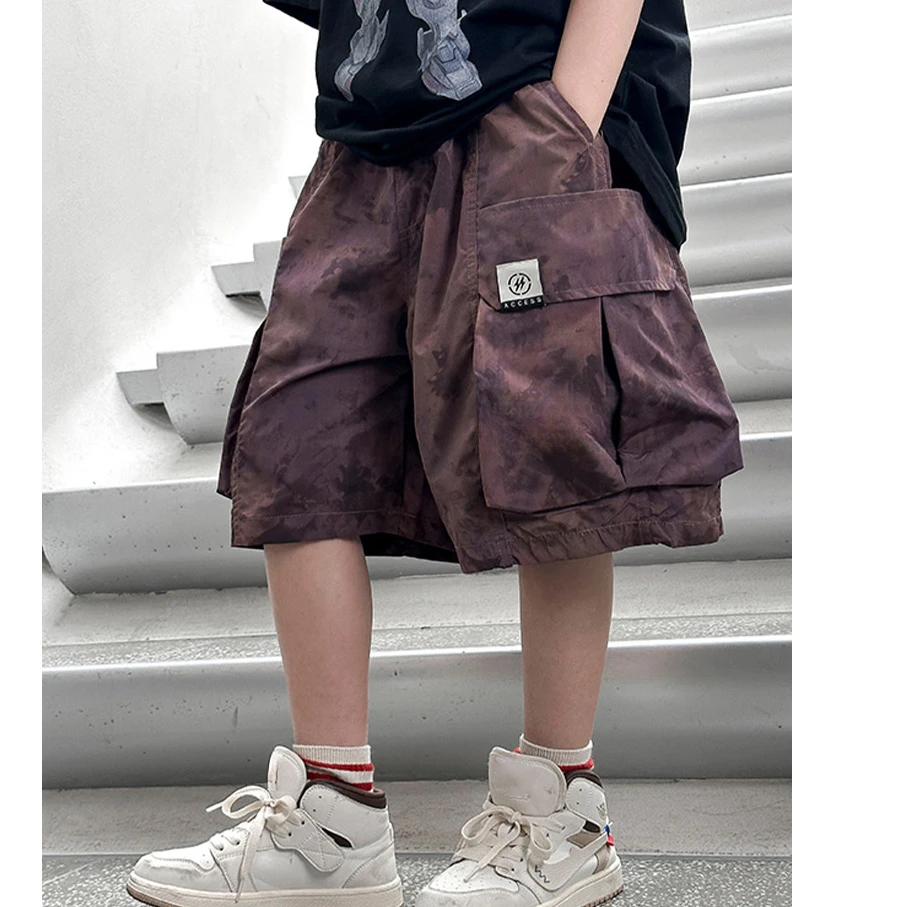 XMYY2025年夏季新款中大童韩版高街时尚百搭晕染短裤/KZW1058美式
