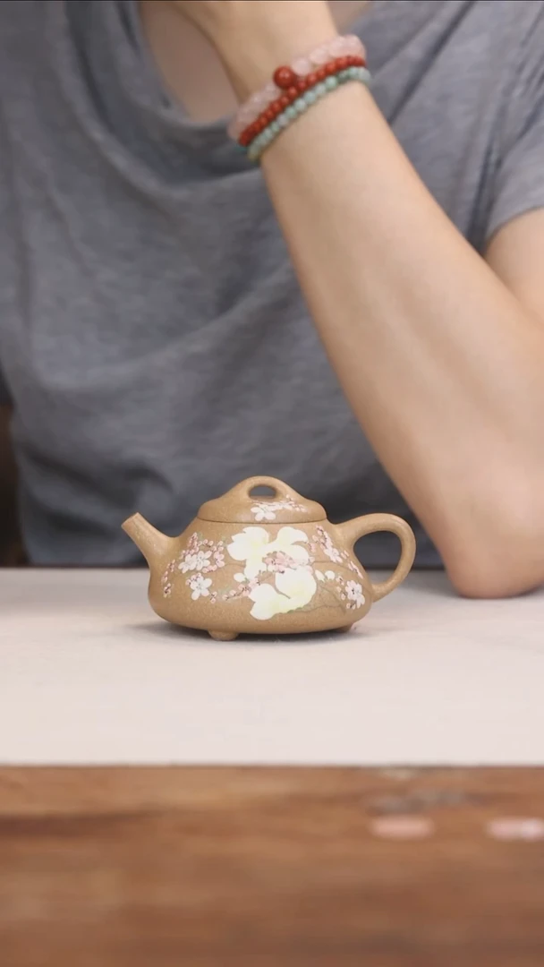 茶壶紫砂段泥玉兰花石瓢