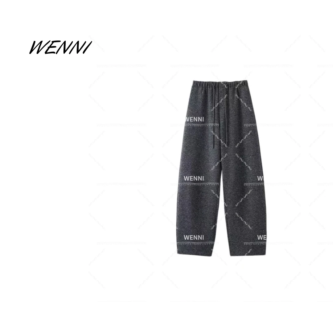 WENNI 【星光亮片裤】潮流藏肉松紧腰阔腿薄款/加绒款香蕉裤TD10319