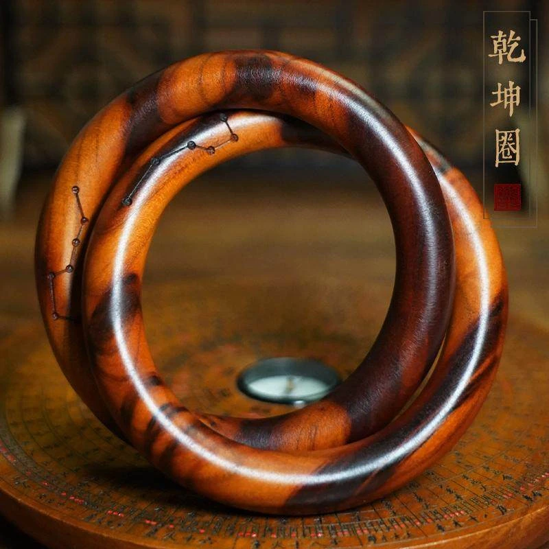 天然雷击木桃木乾坤圈雷纹桃木纯手工雕刻一体成型迷你阴阳环吊坠