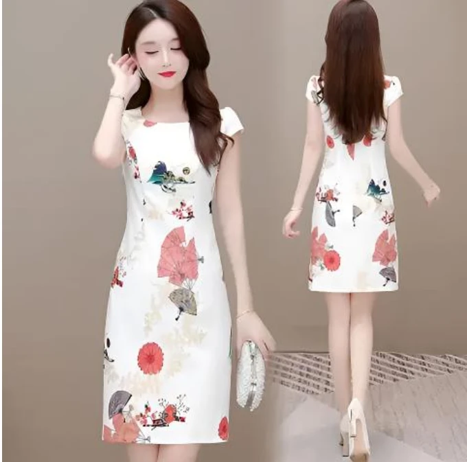 2025新款遮肉过膝连衣裙洋气质减龄显瘦妈妈夏装遮肚子短袖裙子