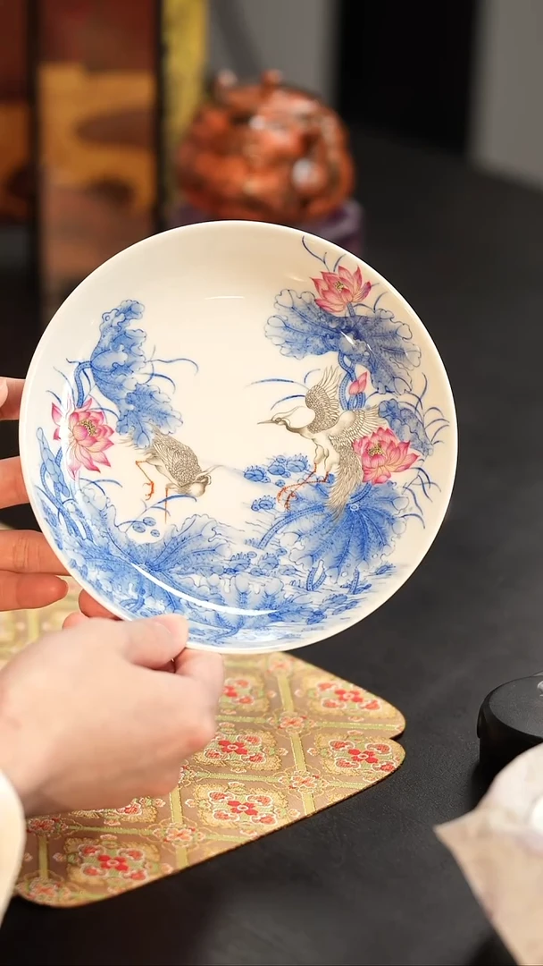 【闪购商品】杯看山青花加彩白鹭