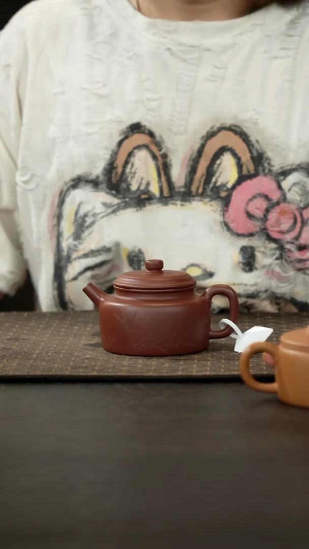 茶壶紫砂清水泥德钟内推刻竹200cc