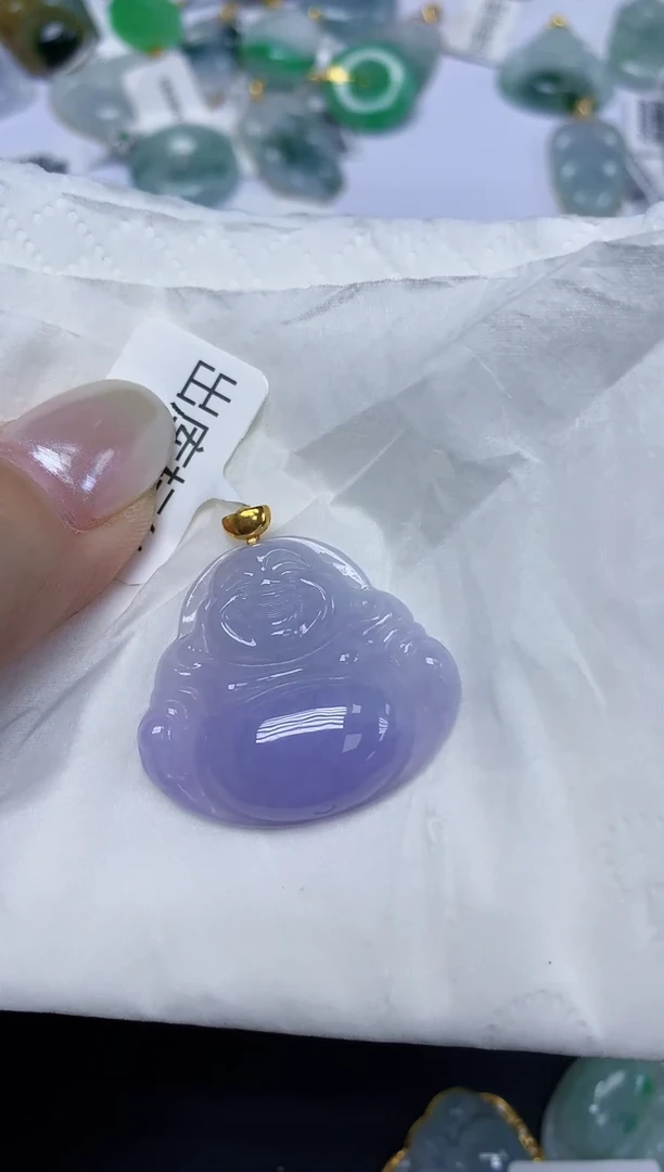 翡翠18K金镶嵌颈饰天然缅甸翡翠A货