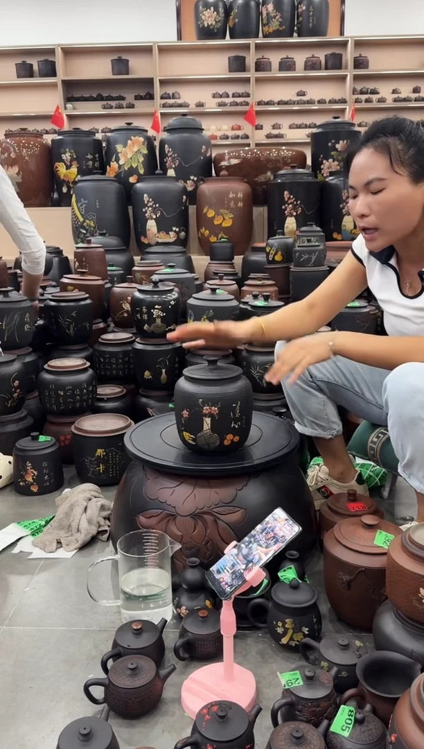 罐瑕疵 彩填锤纹  冬瓜 514
