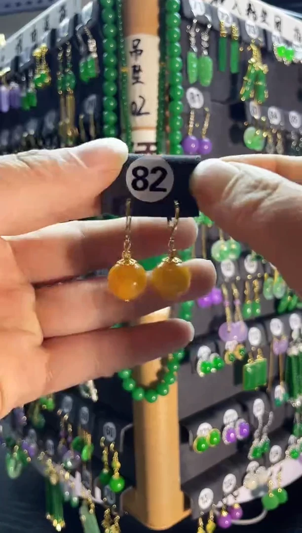 【闪购商品】翡翠耳饰银S925镶嵌老82...