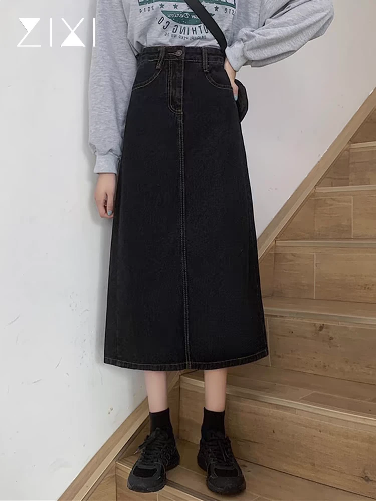 复古做旧牛仔半身裙媛媛直播过款气质女装 no退换 默认微瑕