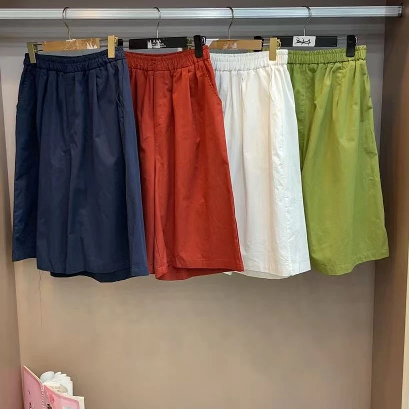 K7123 纯色休闲裤短裤百搭女士五分裤简约薄款