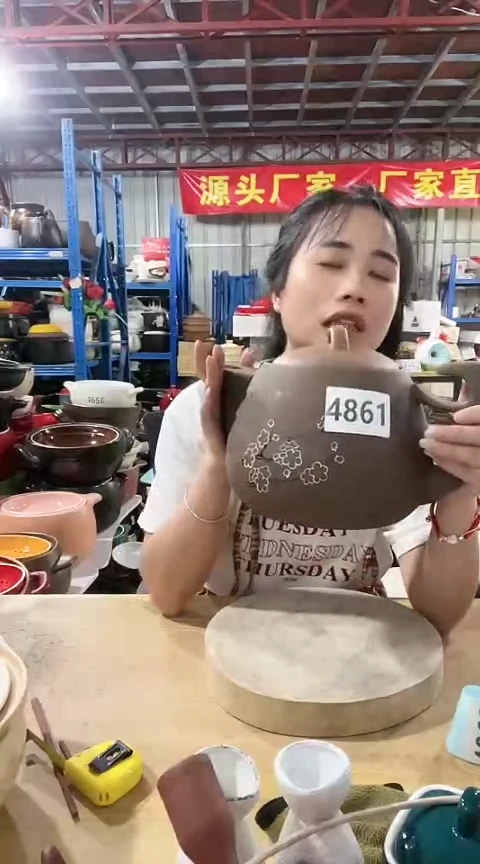 4861瑕疵紫砂养生壶带盖色差孤品