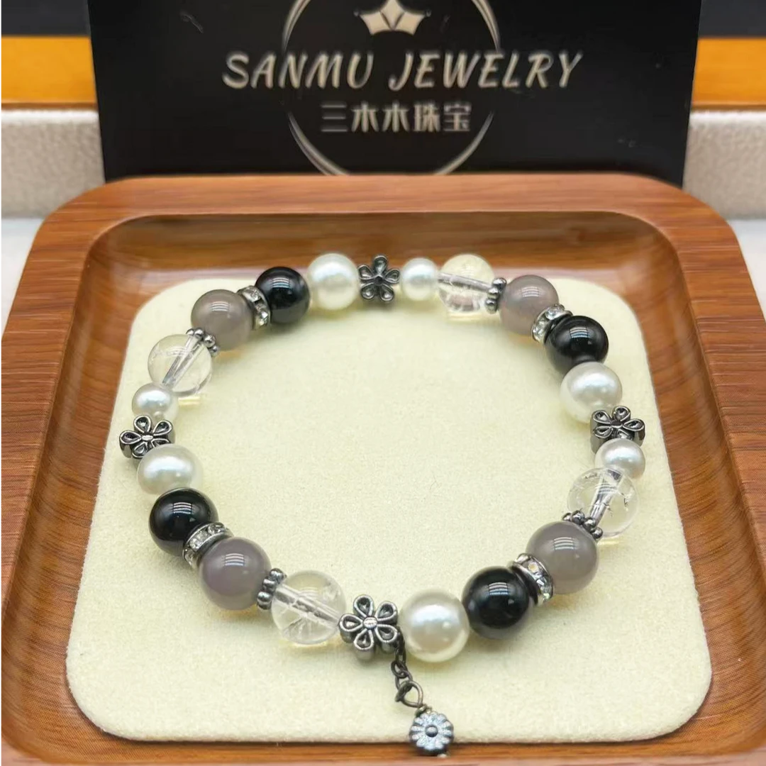 09天然水晶手串黑曜石原创设计款手链女生生日礼物小清新仙女