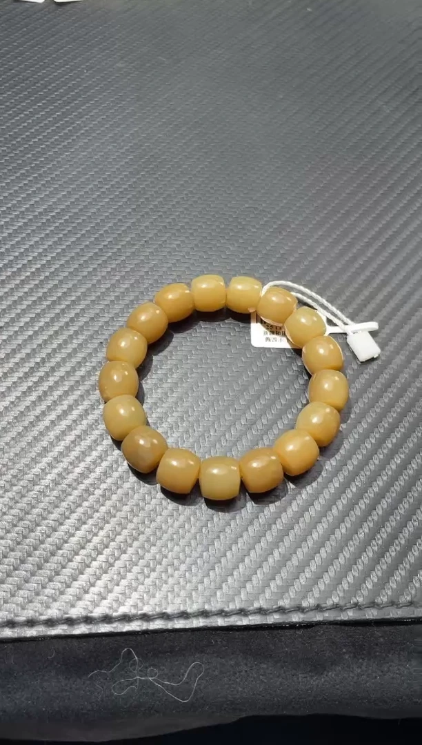 未镶嵌手链和田玉（糖玉）若羌李保国矿纯糖手串卡12微色差