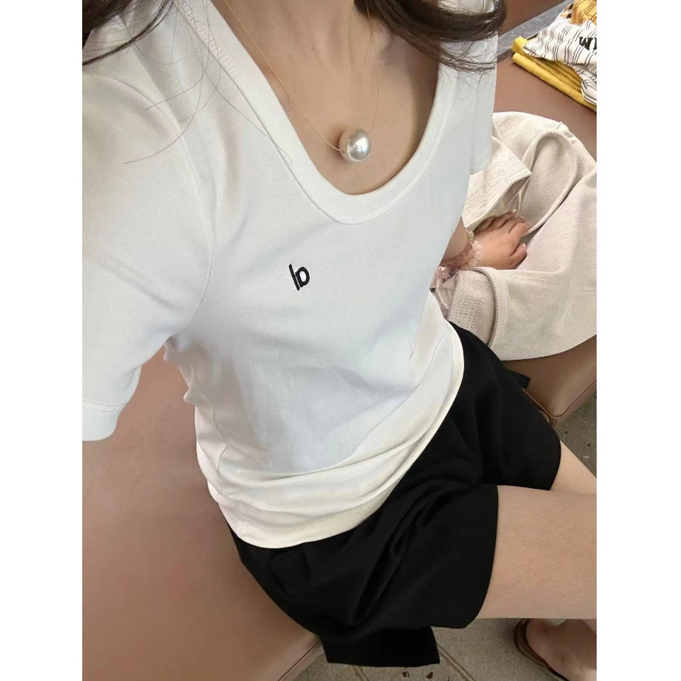 DEZI夏季潮流出行穿搭显瘦U型领时尚女凉感T恤HD82099066