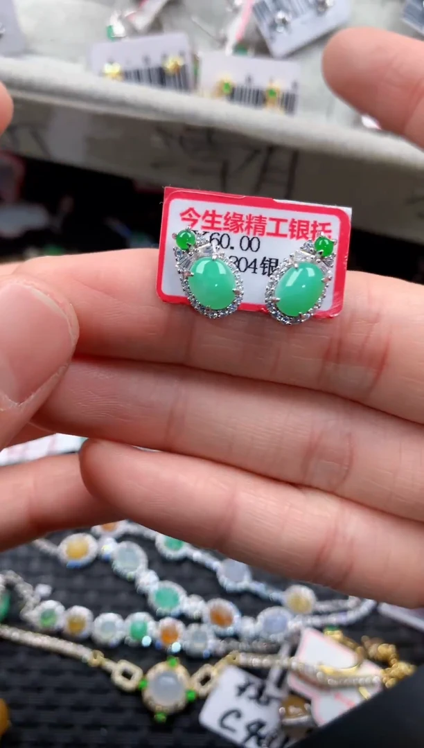 银S925镶嵌戒指翡翠555   2