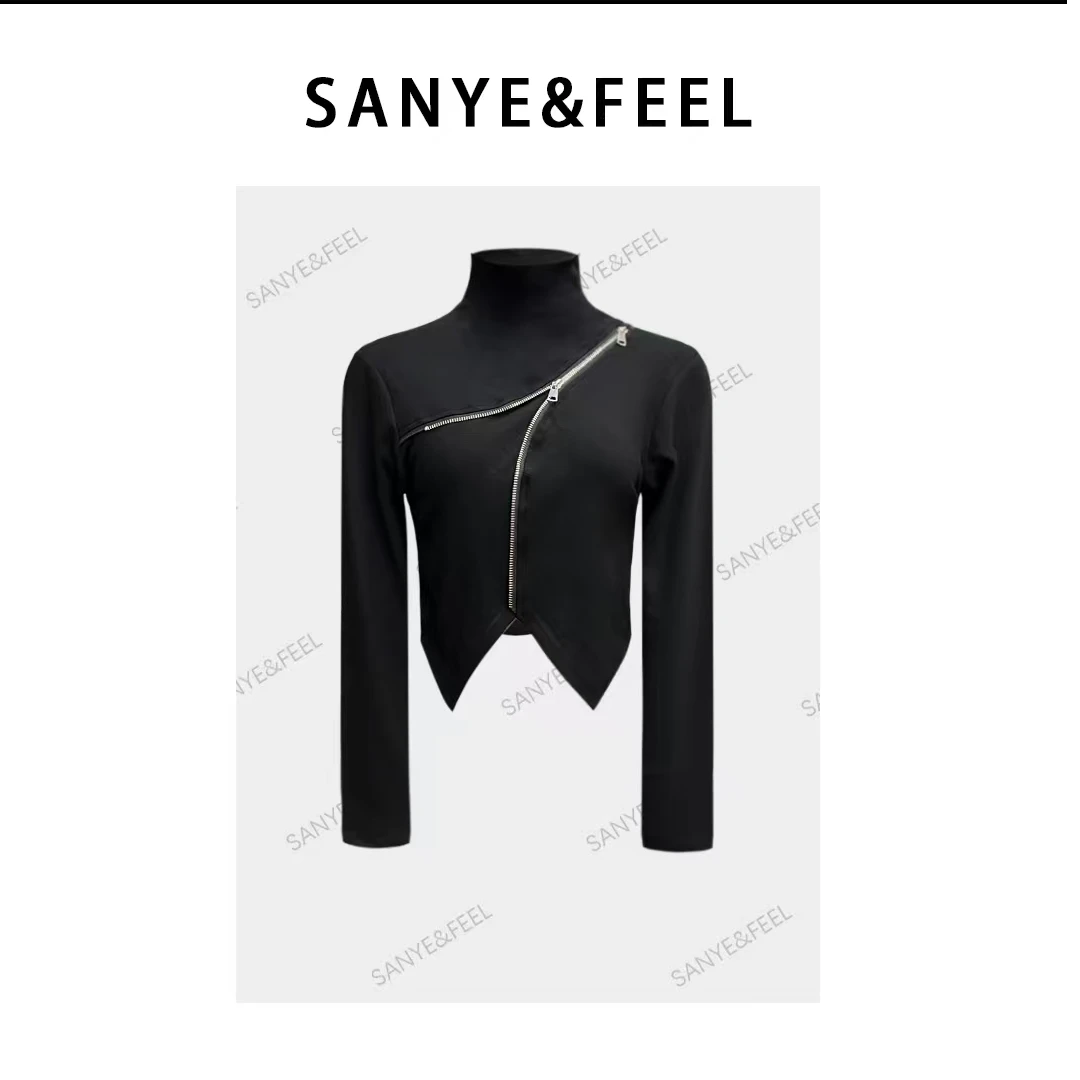 sanye&feel/妍三也【高冷气质】半高领长袖内搭修身上衣54304YX
