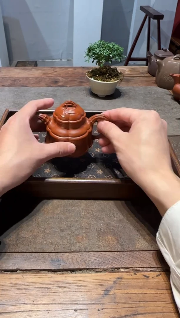 茶壶紫砂泛**舟宜兴紫砂壶海棠竹鼎150cc