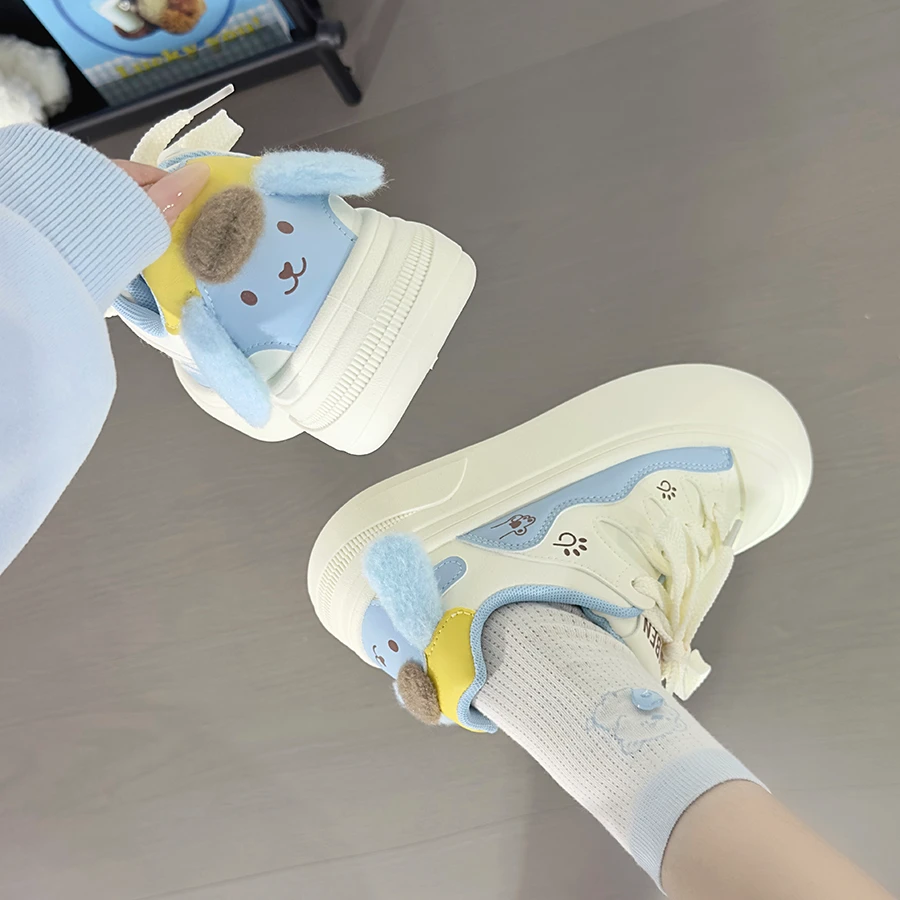 人本面包鞋女厚底原创小众设计学生百搭滑板鞋初中生可爱布丁狗鞋