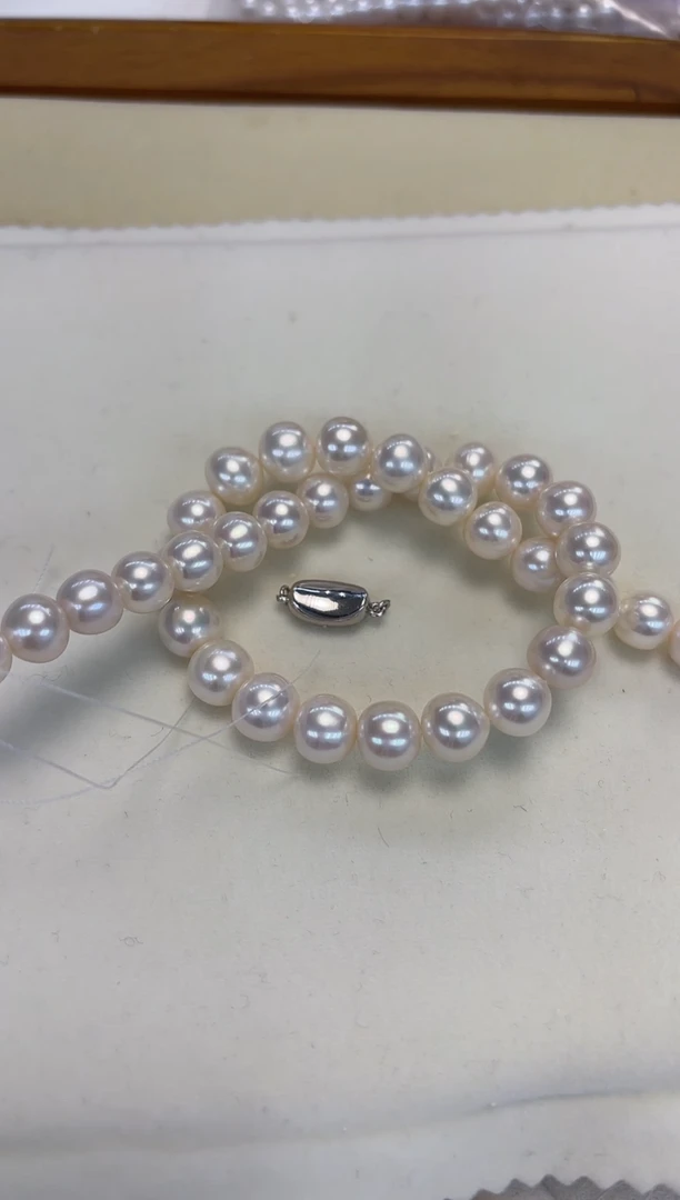 颈饰银S925镶嵌淡水珍珠和**雨9.5-10.5MM50CM 长