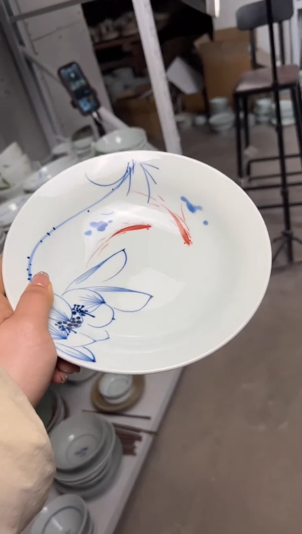 明舟大暇手绘8寸明式古碗（单只装随机图案）