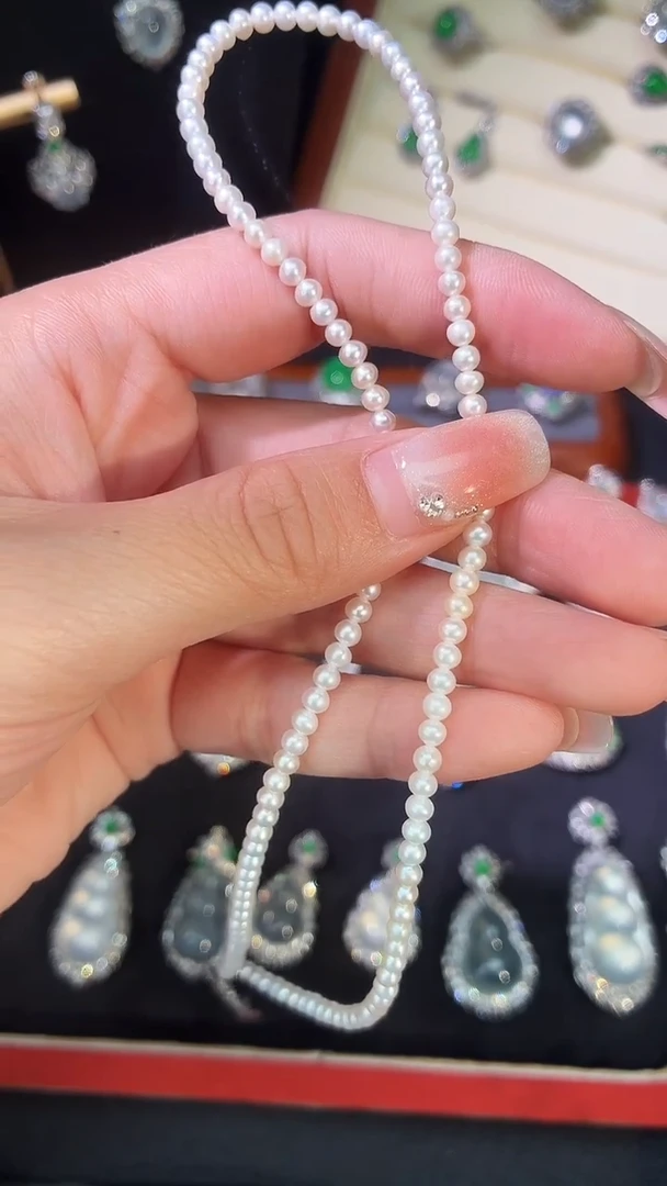 颈饰银S925镶嵌淡水珍珠小米珠