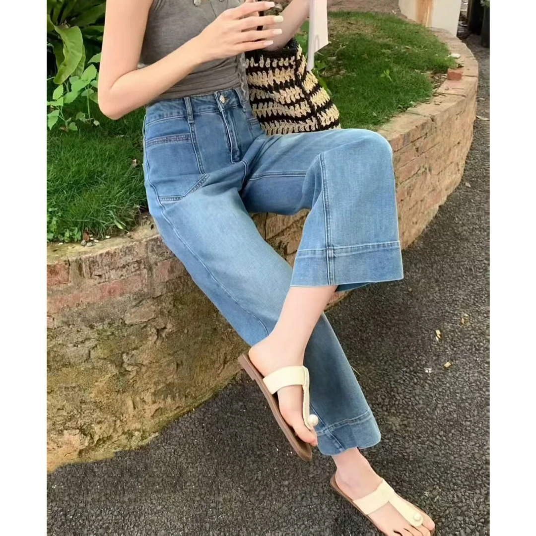 《糯叽叽》高腰宽松阔腿复古时尚百搭显瘦2025春夏新款89165