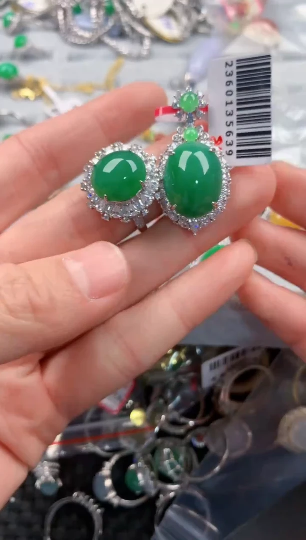 银S925镶嵌戒指翡翠111   10