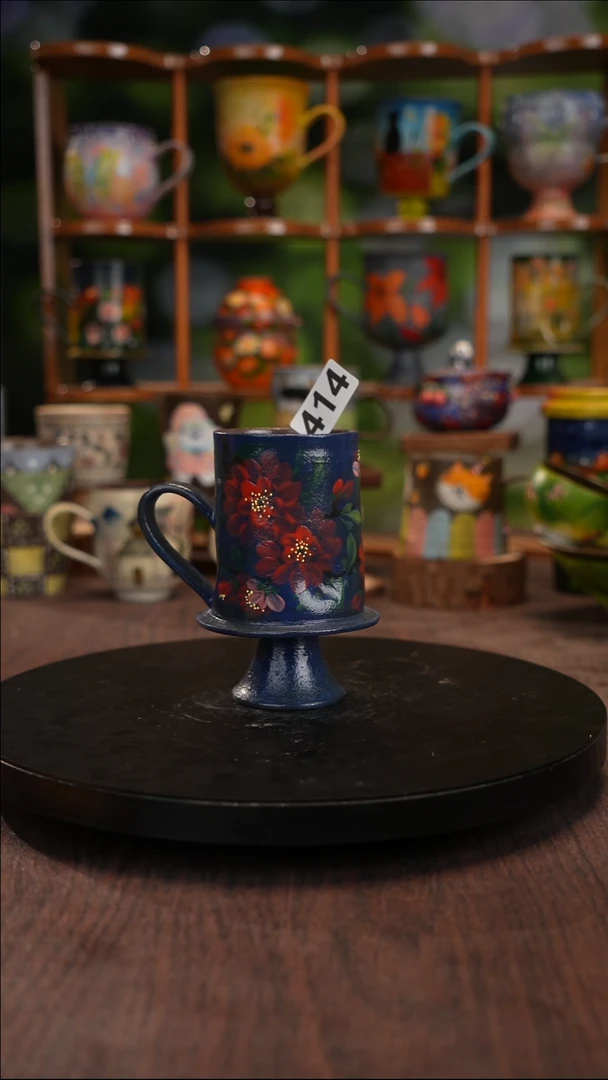 釉下五彩陶瓷紫砂高脚杯