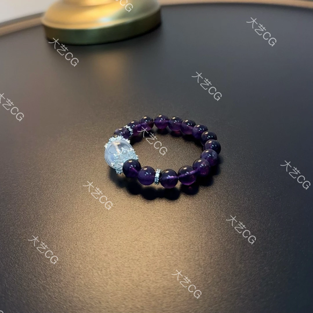 非金属仿水晶手链 紫色手串新中式时尚串珠手链弹力BRGlc 0256