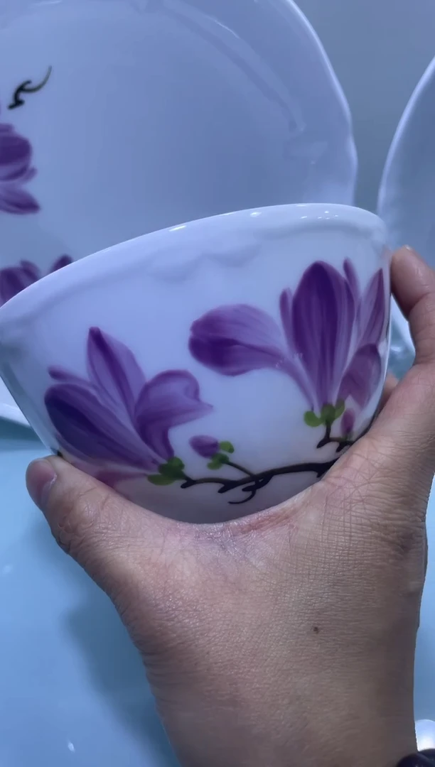碗年终大促两只装高温玉瓷釉下手绘4.75英寸碗W2