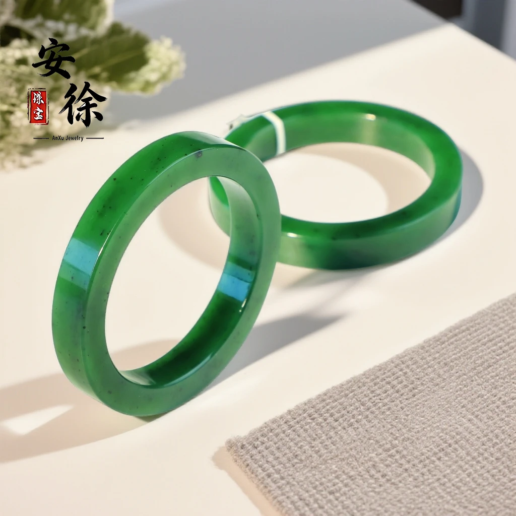 『安徐珠宝』丨方翠丨碧玉老俄料典藏级 方镯BI16-PZ12X多样性发一