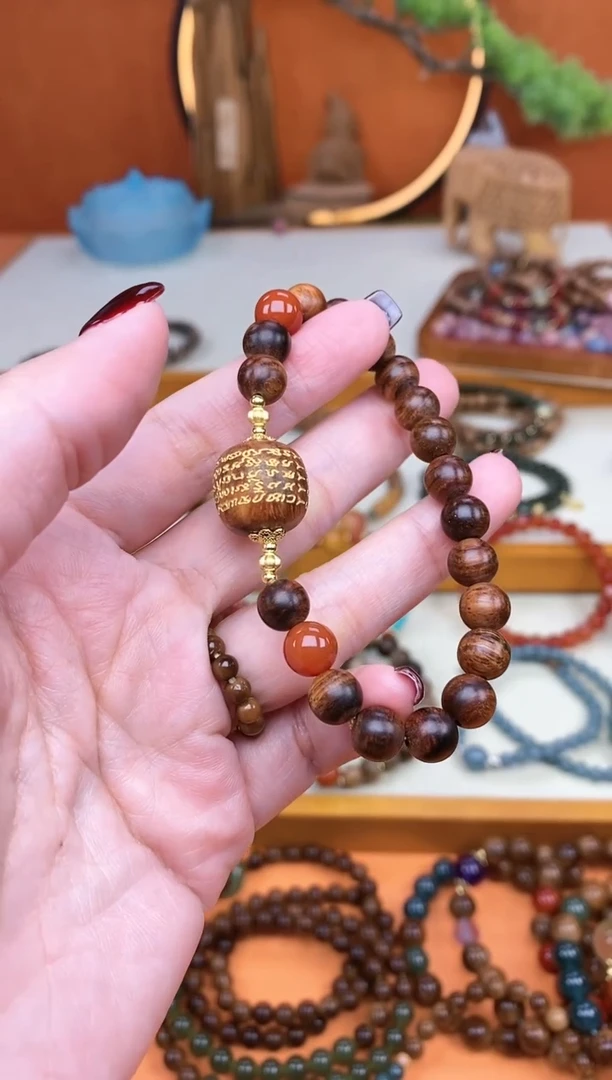 【闪购商品】黄花梨/降香黄檀手串未镶嵌单圈黄花梨五条南红手串