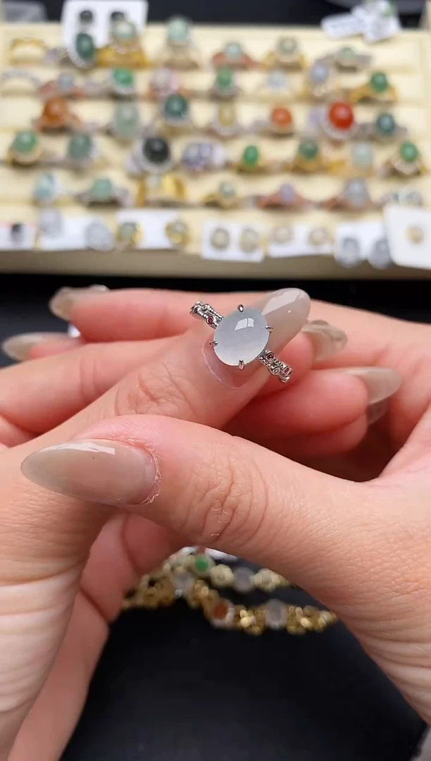 【闪购商品】翡翠戒指银S925镶嵌55555555+1