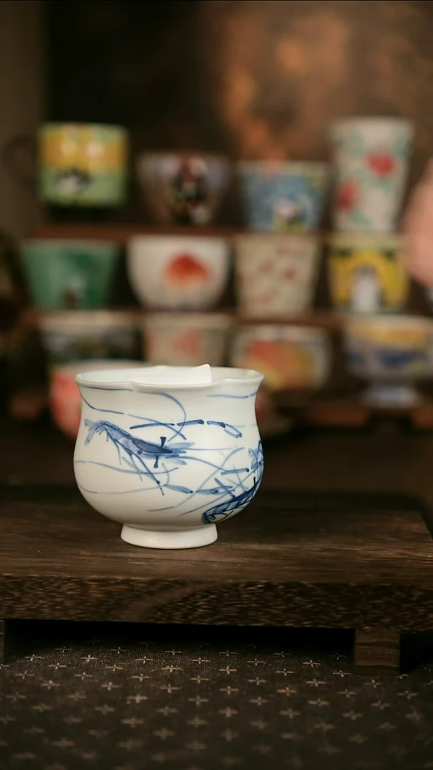 陶瓷花口杯 虾趣280cc