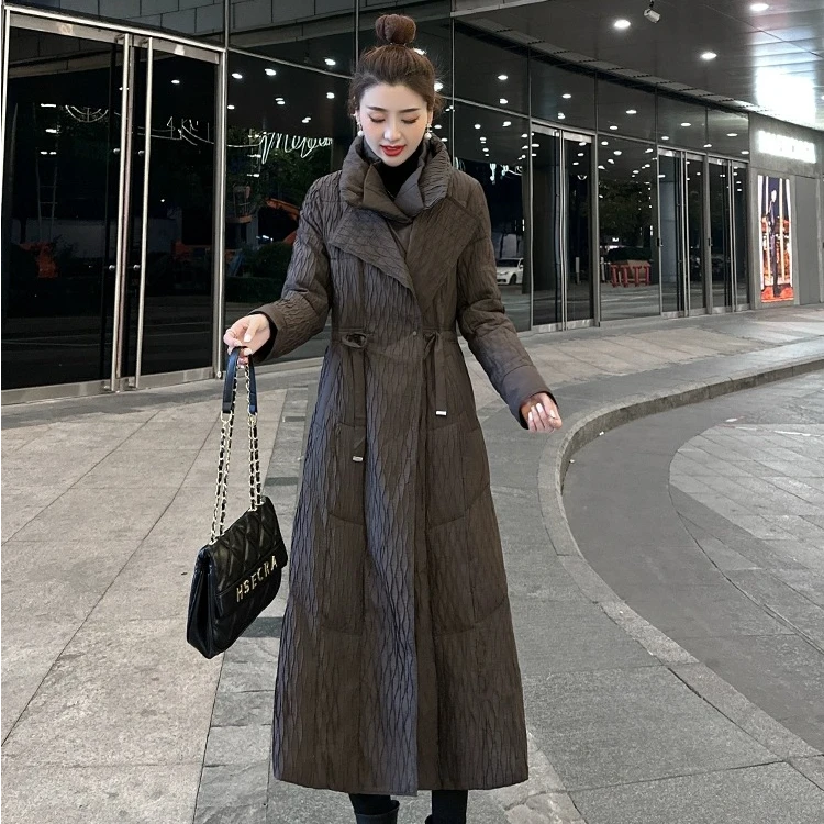 羽绒服高级感中长款羽绒服女过膝洋气西装领女款爆款2025新款正品